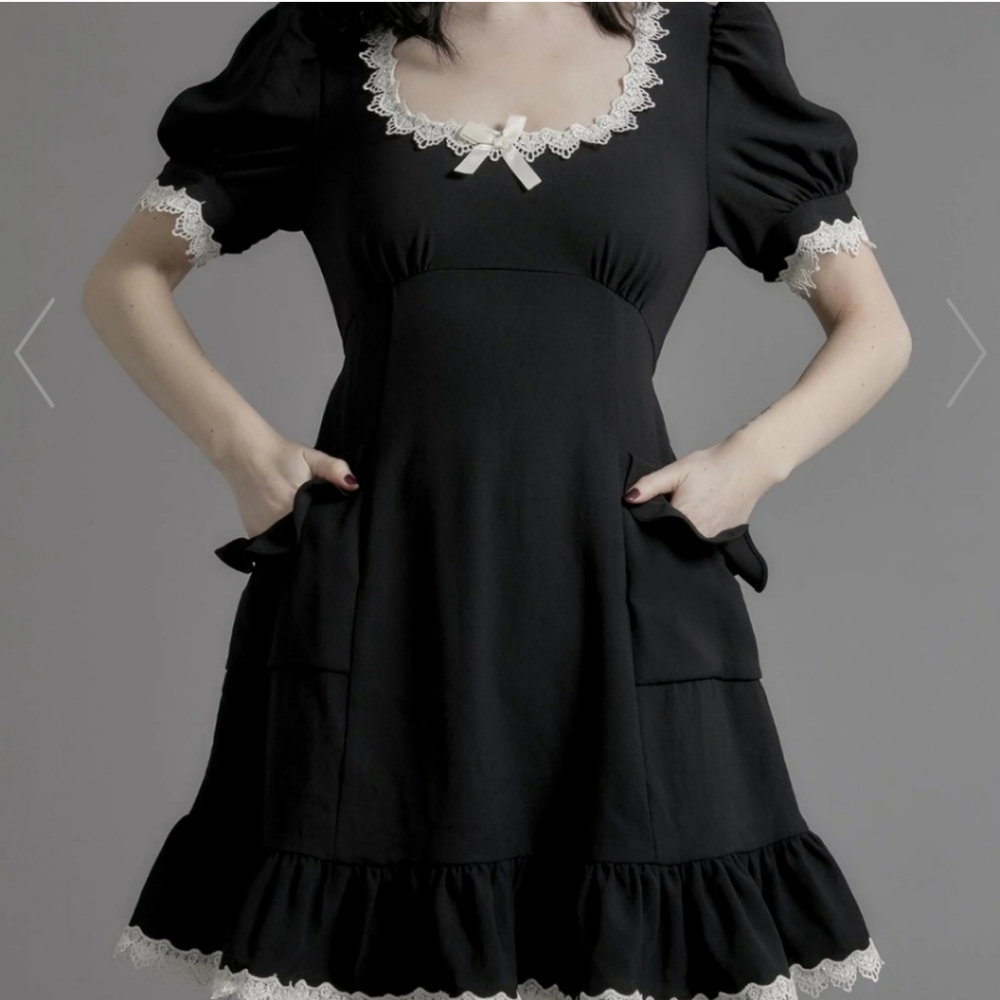 Elegant Black Lace Trim Dress